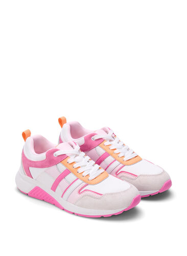 Sneakers med wide fit, White Pink, Packshot image number 1