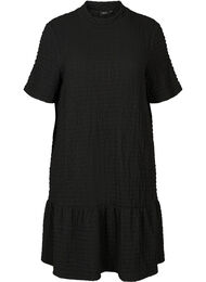 Kortärmad klänning med struktur och a-form, Black
