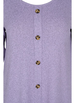 Blus med knappar och 3/4-ärmar, Purple Melange, Packshot image number 2
