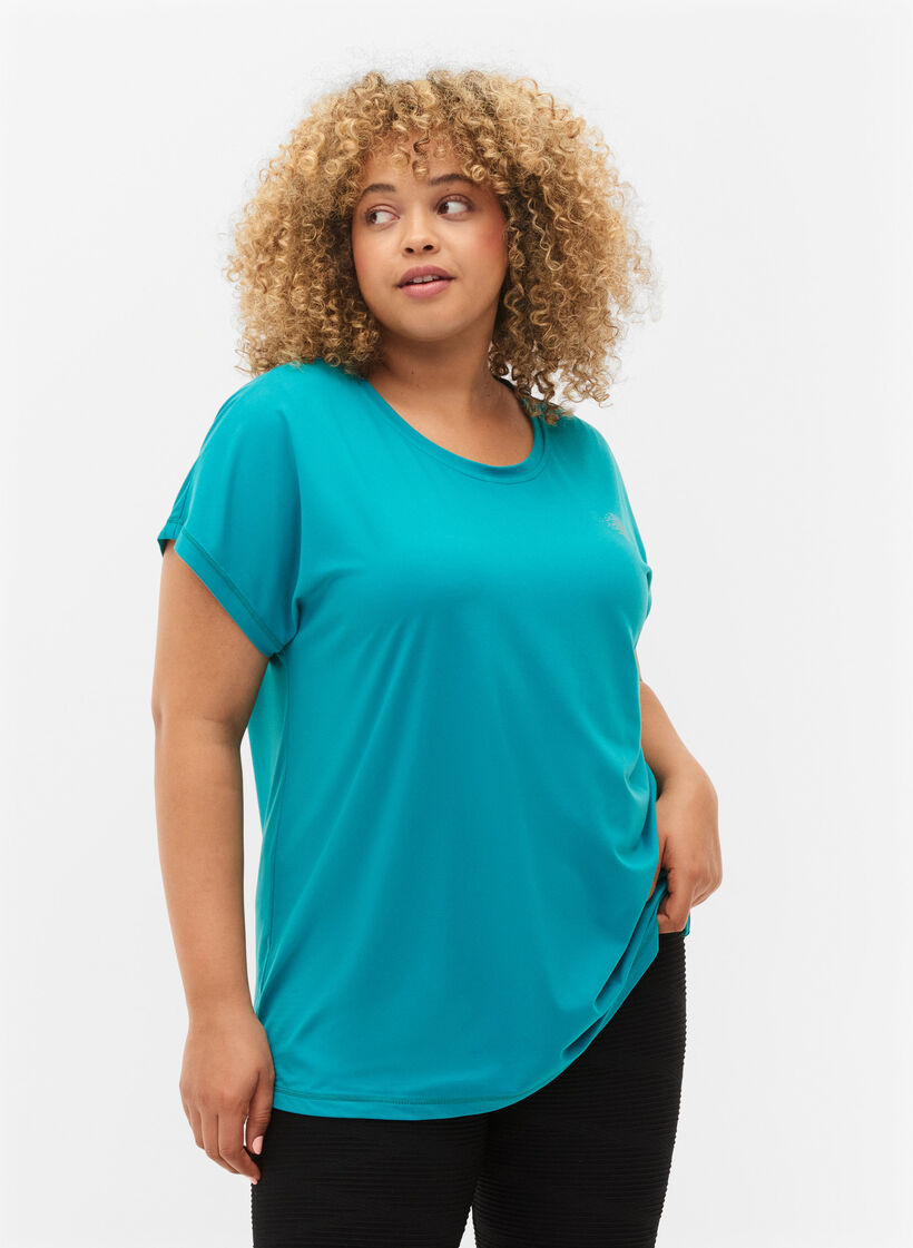 Kortärmad t-shirt för träning, Deep Peacock Blue, Model