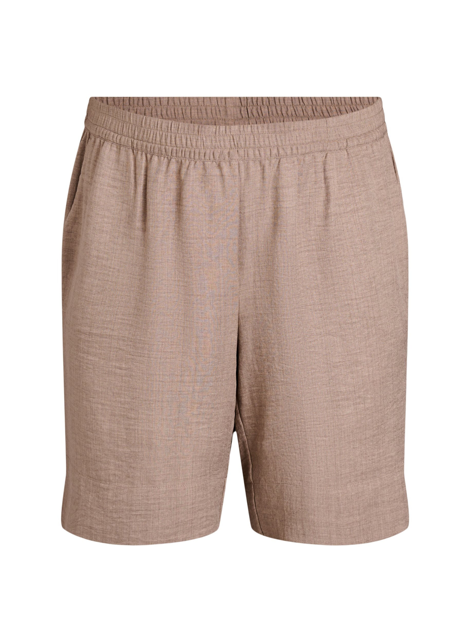 Zizzi Shorts med fickor och h&ouml;g midja, Brun, Packshot image number 0