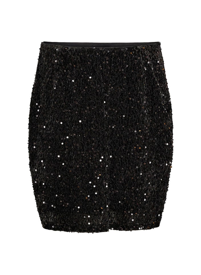 Kort kjol med paljetter, Brun, Packshot image number 0