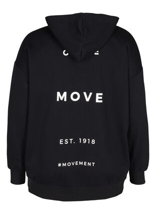 Sweatshirt med huva och tryck, Black Move, Packshot image number 1