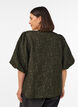 Blus i jacquard med puff&auml;rmar och a-linjeformad passform, Gr&ouml;n, Model image number 2