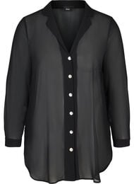 Långärmad tunika med knappar, Black