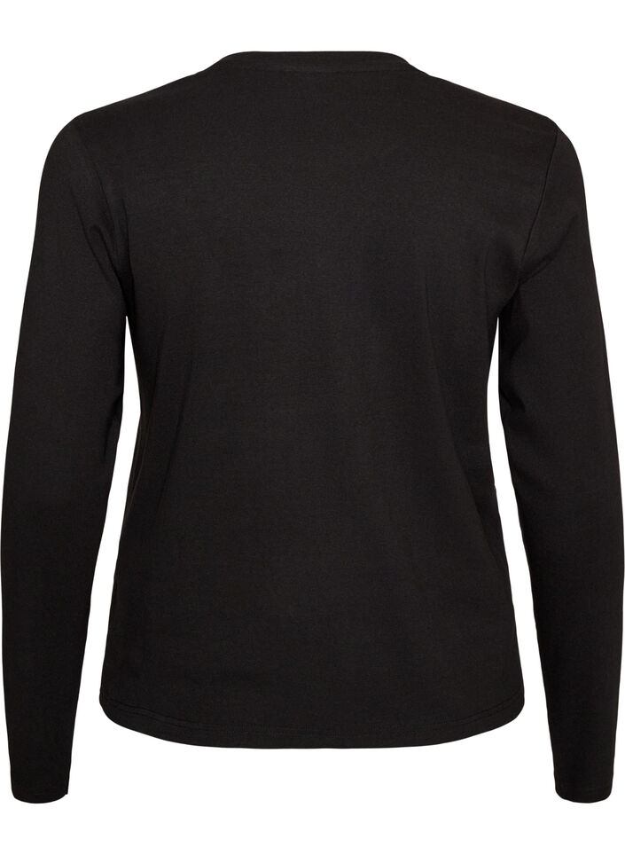 L&aring;ng&auml;rmad bas-T-shirt med rund hals, Svart, Packshot image number 1