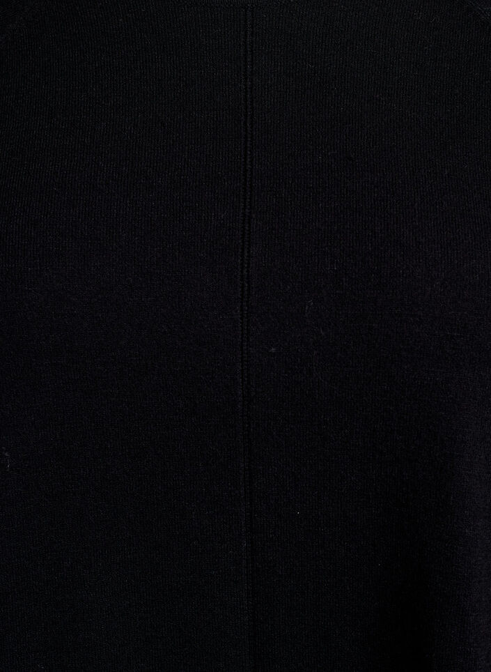 Stickad blus med rund halsringning och stickat m&ouml;nster, Svart, Packshot image number 2