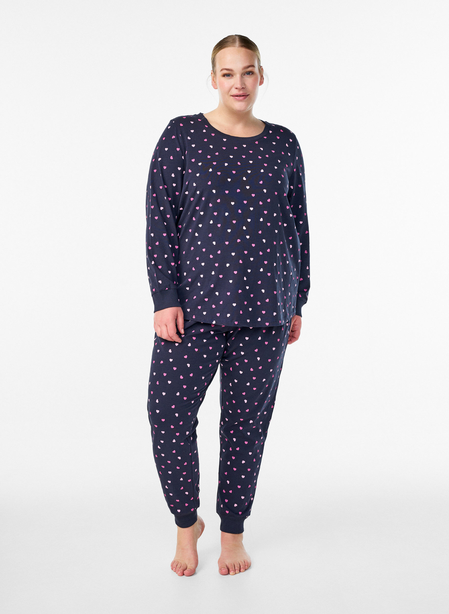 M&ouml;nstrade pyjamasbyxor, Bl&aring;, Model