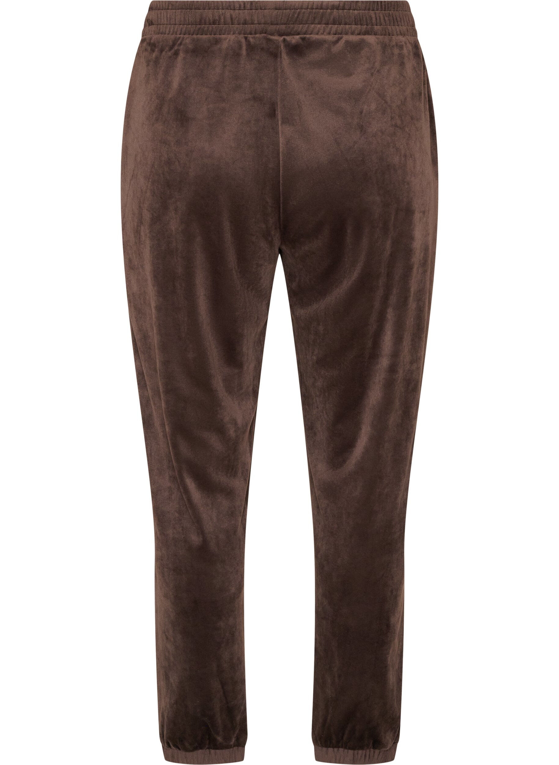 ZizziL&ouml;sa byxor i velour, Brun, Packshot image number 1
