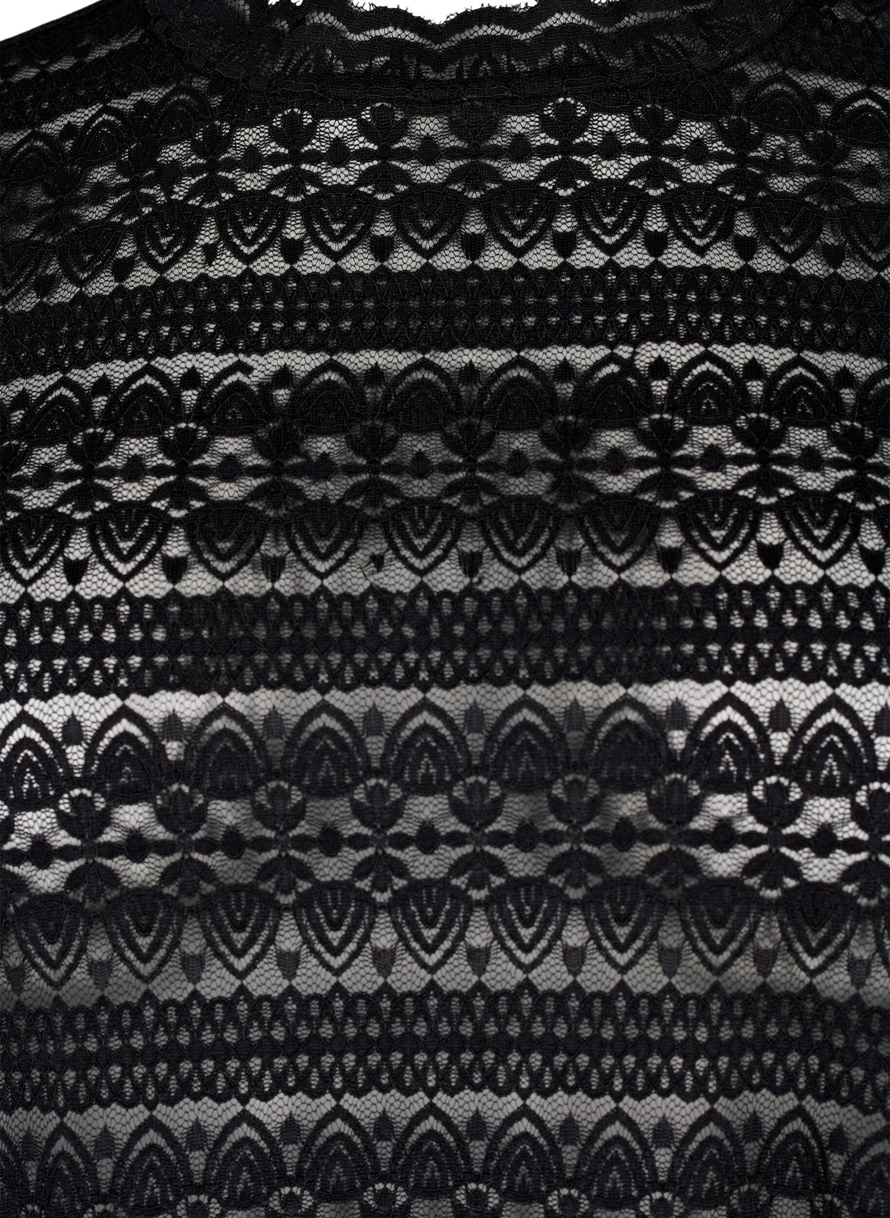 Zizzi Spetsblus med l&aring;nga &auml;rmar, Black, Packshot image number 2