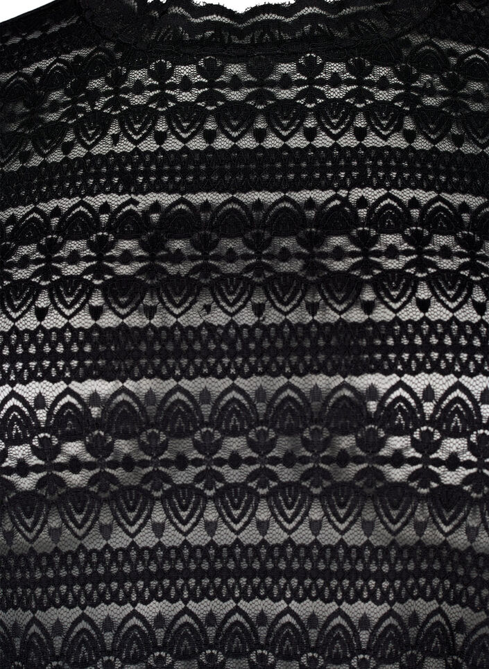 Spetsblus med långa ärmar, Black, Packshot image number 2