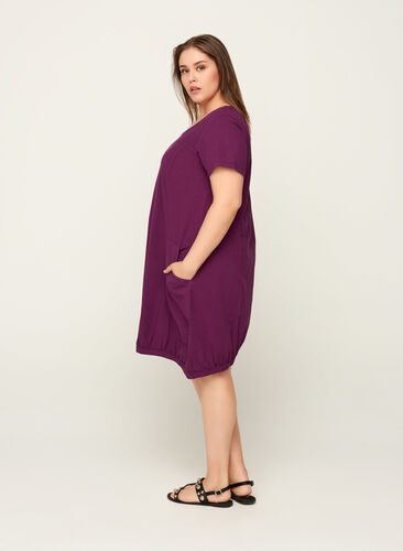 Klänning med fickor , Dark Purple, Model image number 1