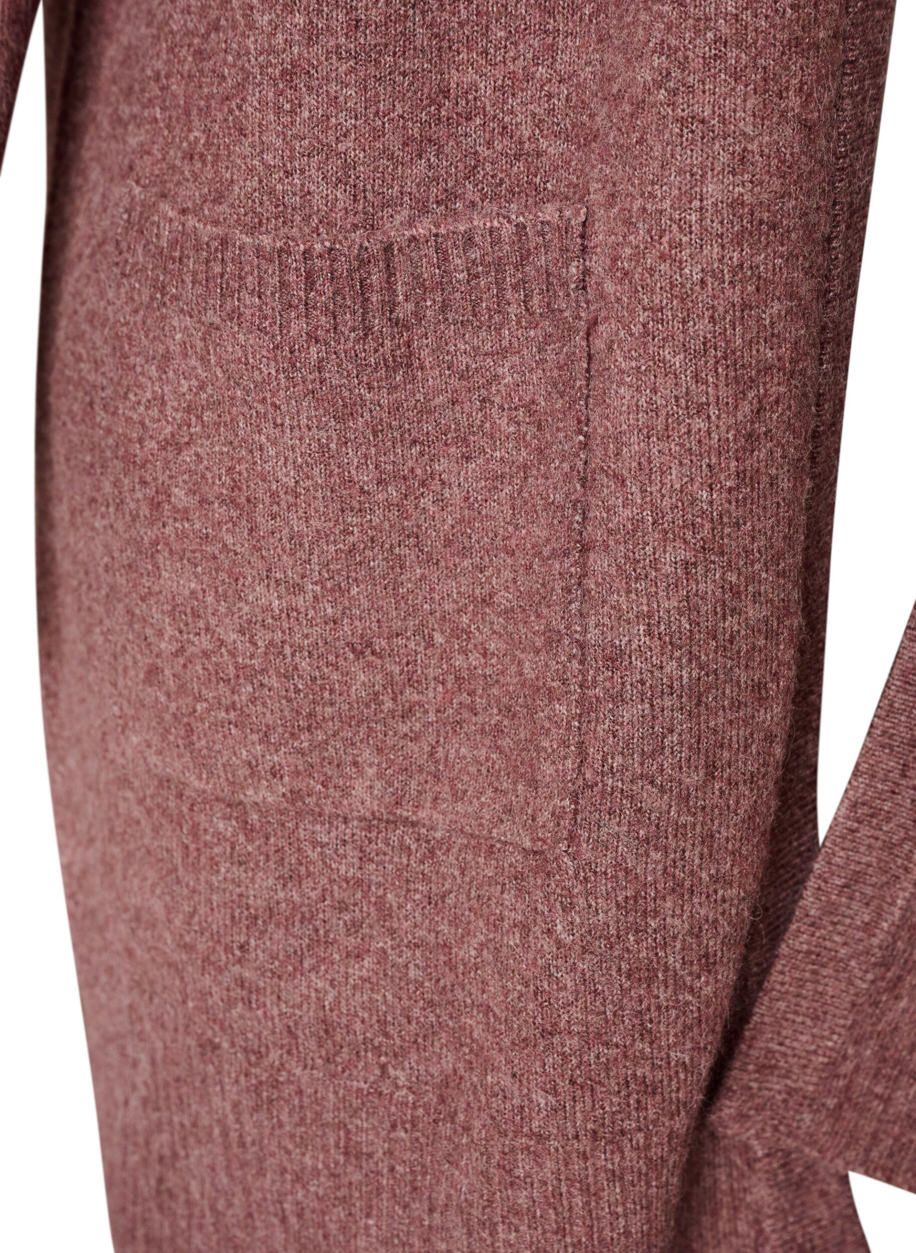 ZizziRibbstickad kofta med fickor, Rosa, Packshot image number 3