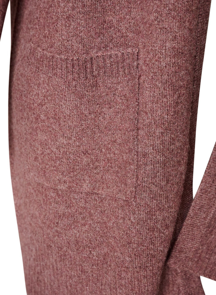 Ribbstickad kofta med fickor, Rosa, Packshot image number 3