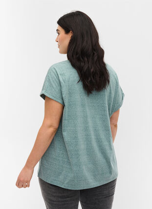 Melerad t-shirt i bomull, Sea Pine mel, Model image number 1
