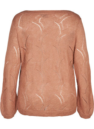 Mönstrad stickad tröja med ull, Burlwood mel, Packshot image number 1
