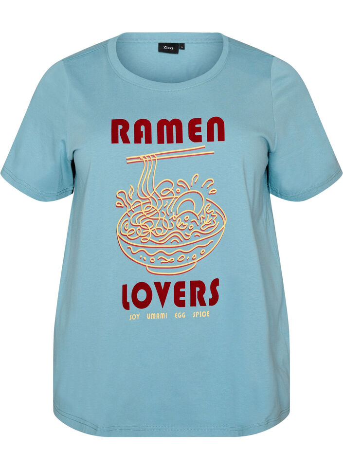 T-shirt i bomull med tryck, Bl&aring;, Packshot image number 0