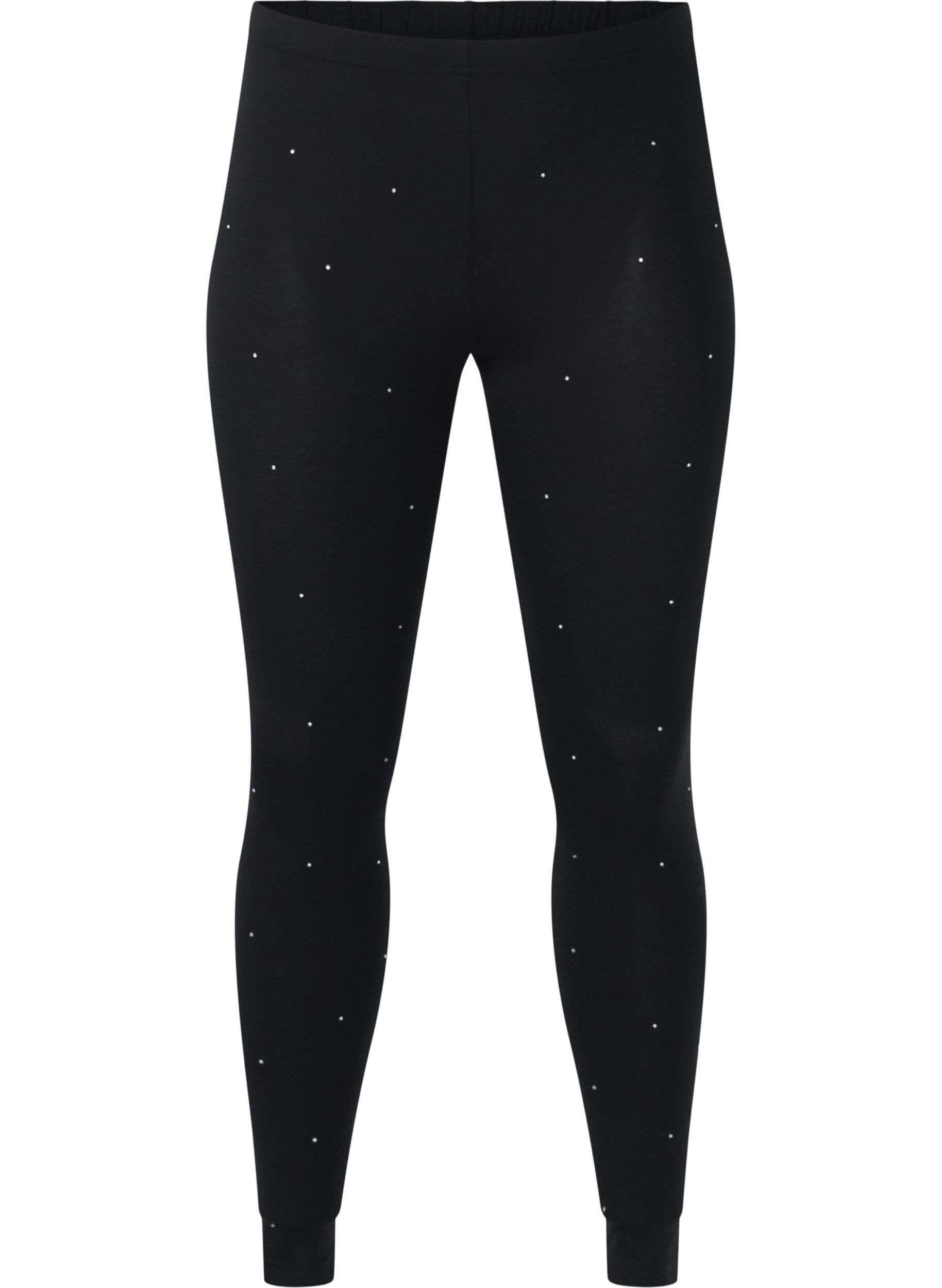 Zizzi Viskosleggings med strass, Black, Packshot image number 0
