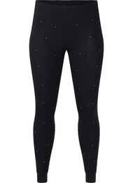 Viskosleggings med strass, Black