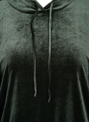 Sweatshirt i velour med huva och ficka, Forest Night, Packshot image number 2