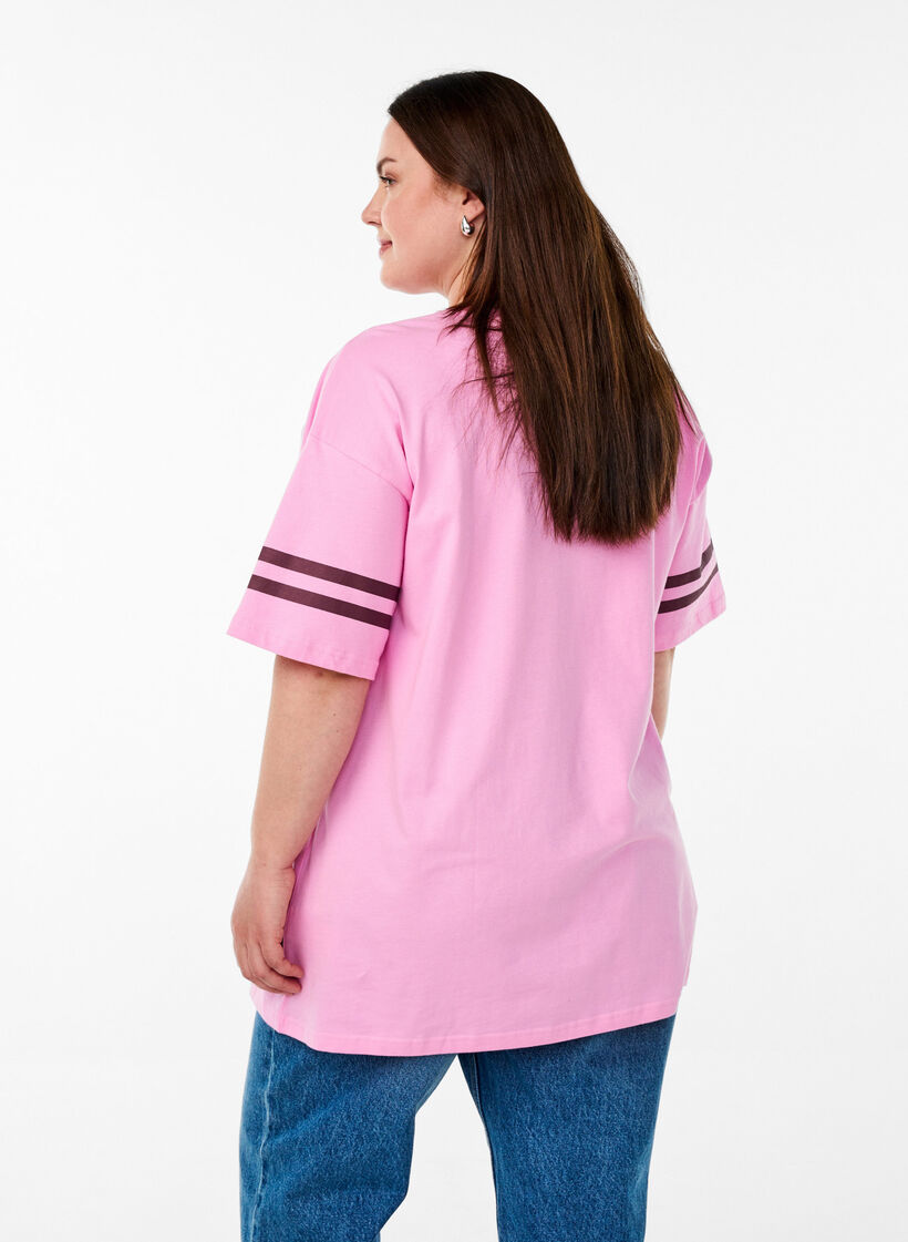 Sportig oversized college-t-shirt, Rosa, Model image number 2