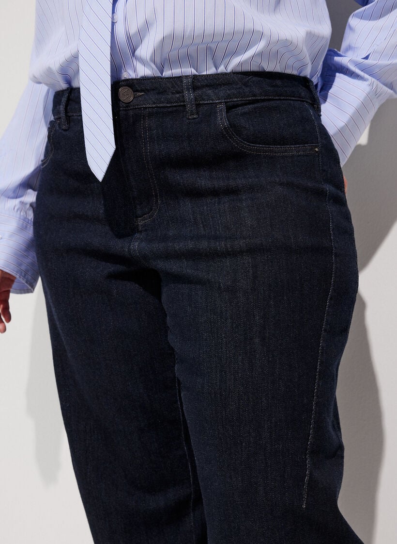 Barrel fit-jeans med h&ouml;g midja, Bl&aring;, Model image number 2