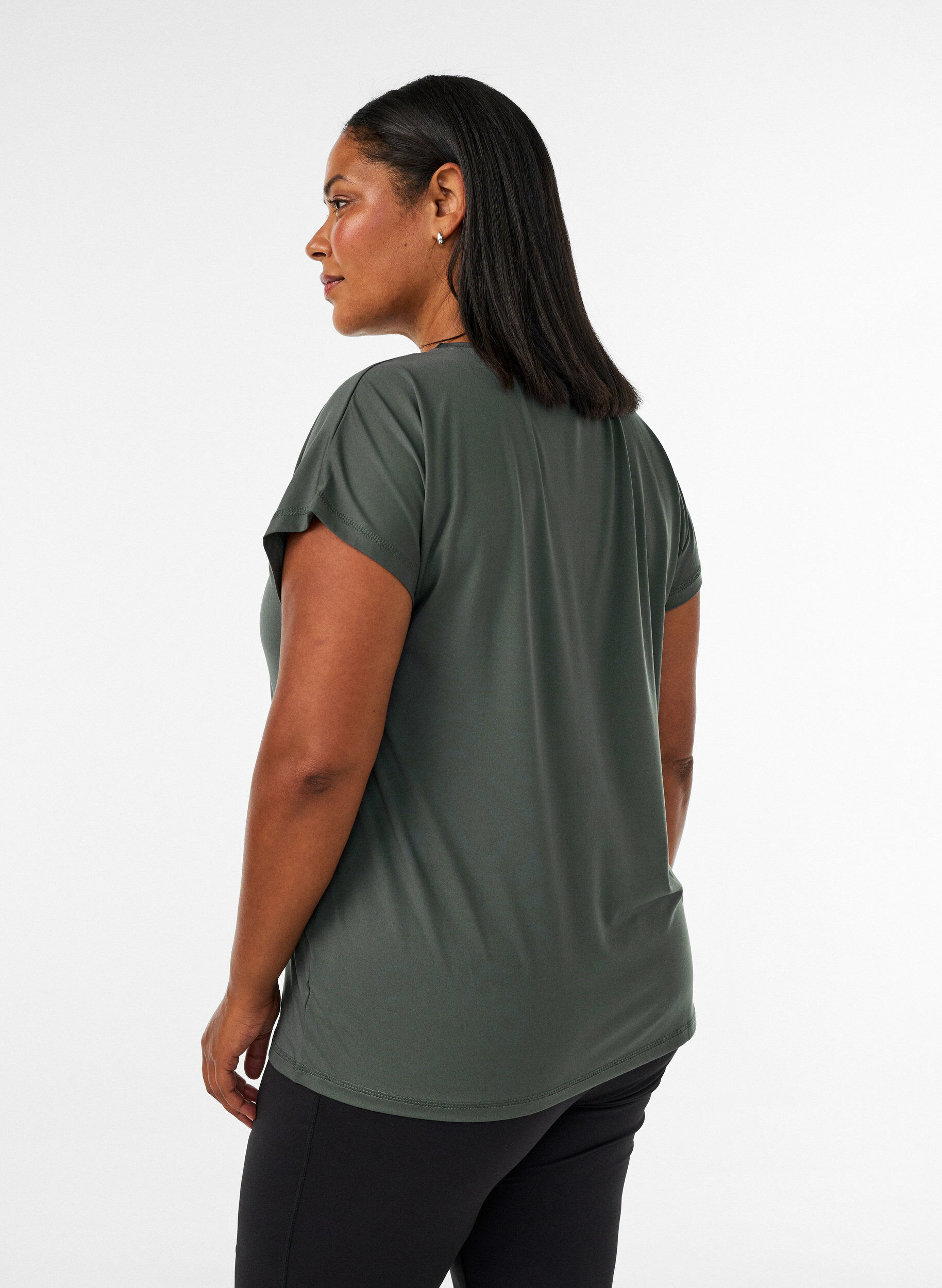 ZizziEnf&auml;rgad tr&auml;nings-T-shirt, Gr&ouml;n, Model image number 2