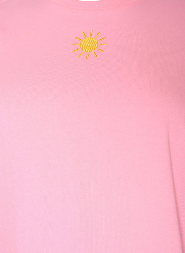 T-shirt i ekologisk bomull med textmotiv, Rosa, Packshot image number 2