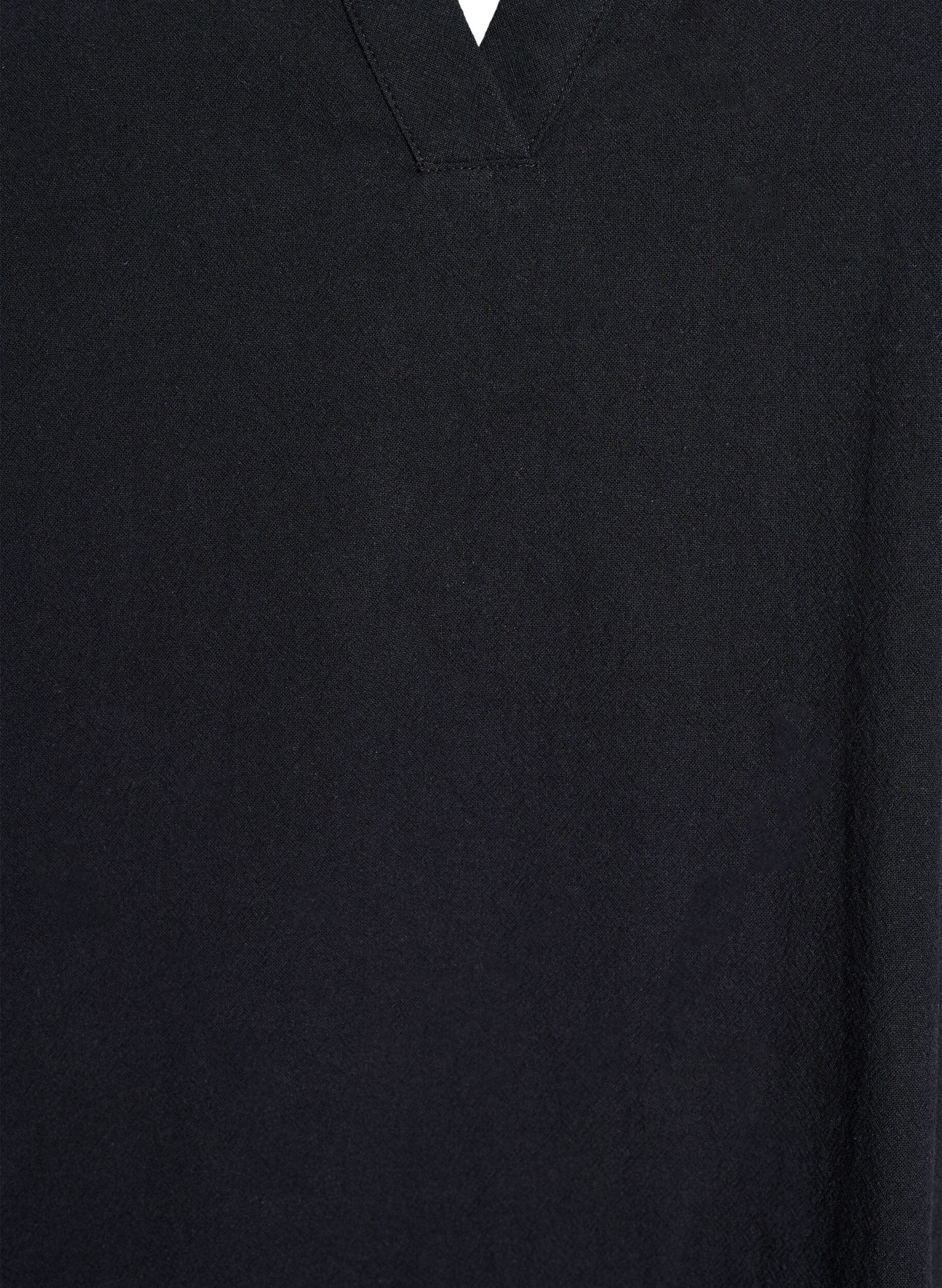 Zizzi Tunika med v-ringning och volangdetaljer, Svart, Packshot image number 2