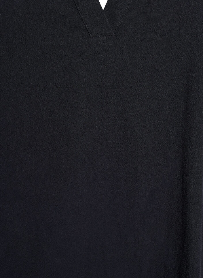 Tunika med v-ringning och volangdetaljer, Svart, Packshot image number 2