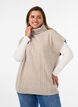 Stickad v&auml;st med polokrage och fl&auml;tstickning, Beige, Model image number 0