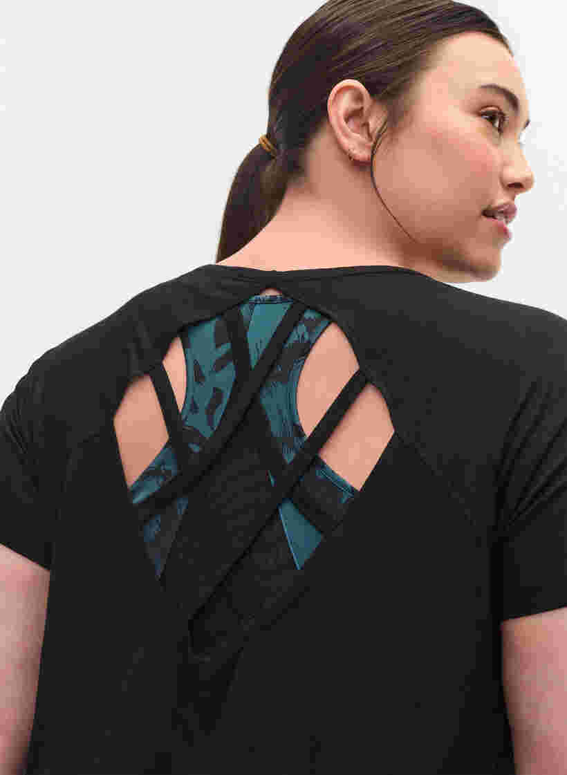 Tränings t-shirt i viskos med utskärning på ryggen, Black, Model image number 2