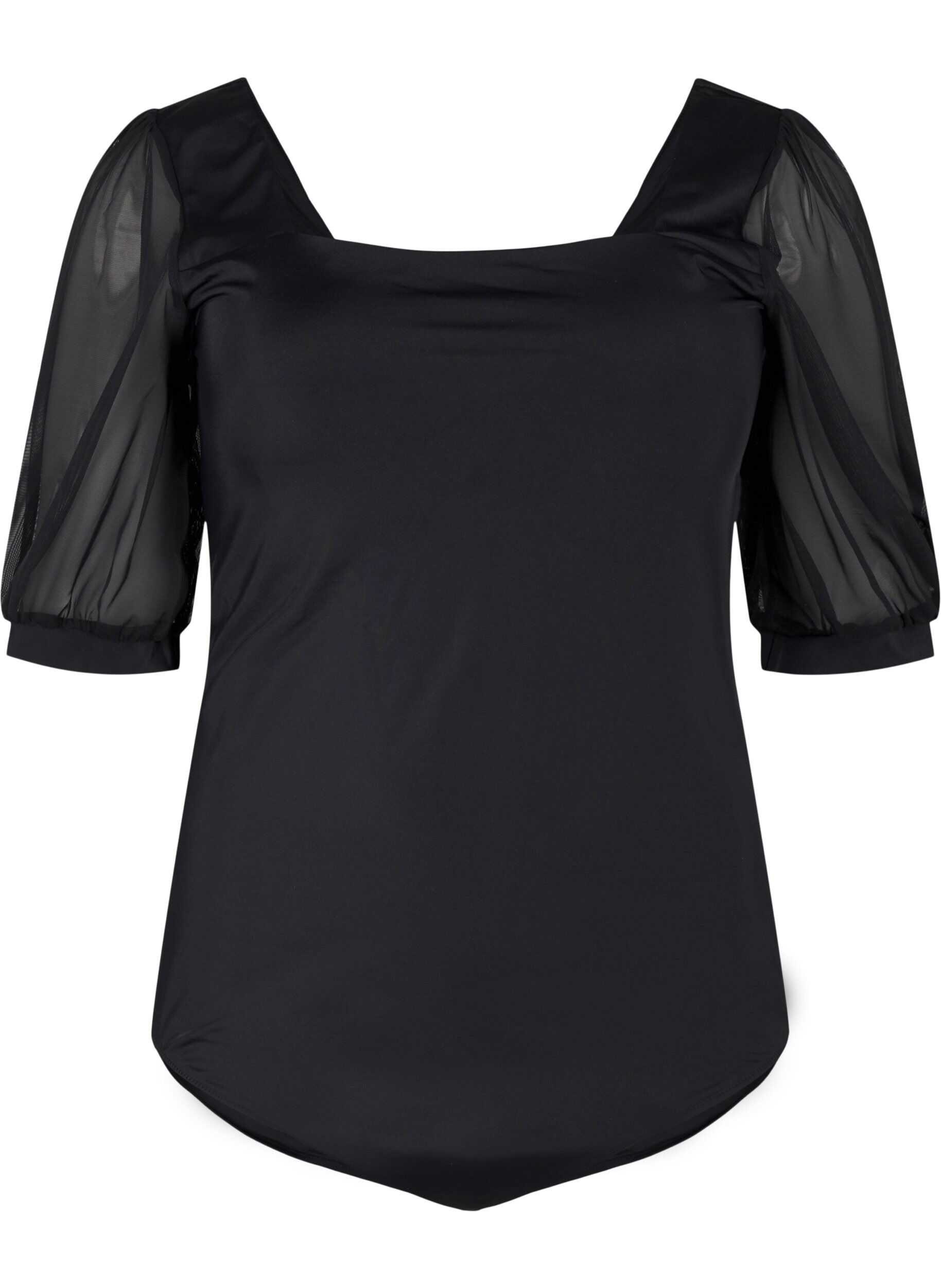 Zizzi Baddr&auml;kt med korta &auml;rmar i mesh, Black, Packshot image number 0