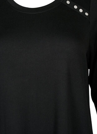 Långärmad jerseyklänning med knappdetaljer, Black, Packshot image number 2