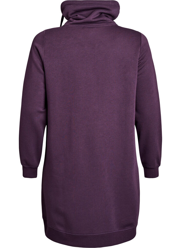 Kort sweatshirtkl&auml;nning med h&ouml;g krage och fickor, Lila, Packshot image number 1