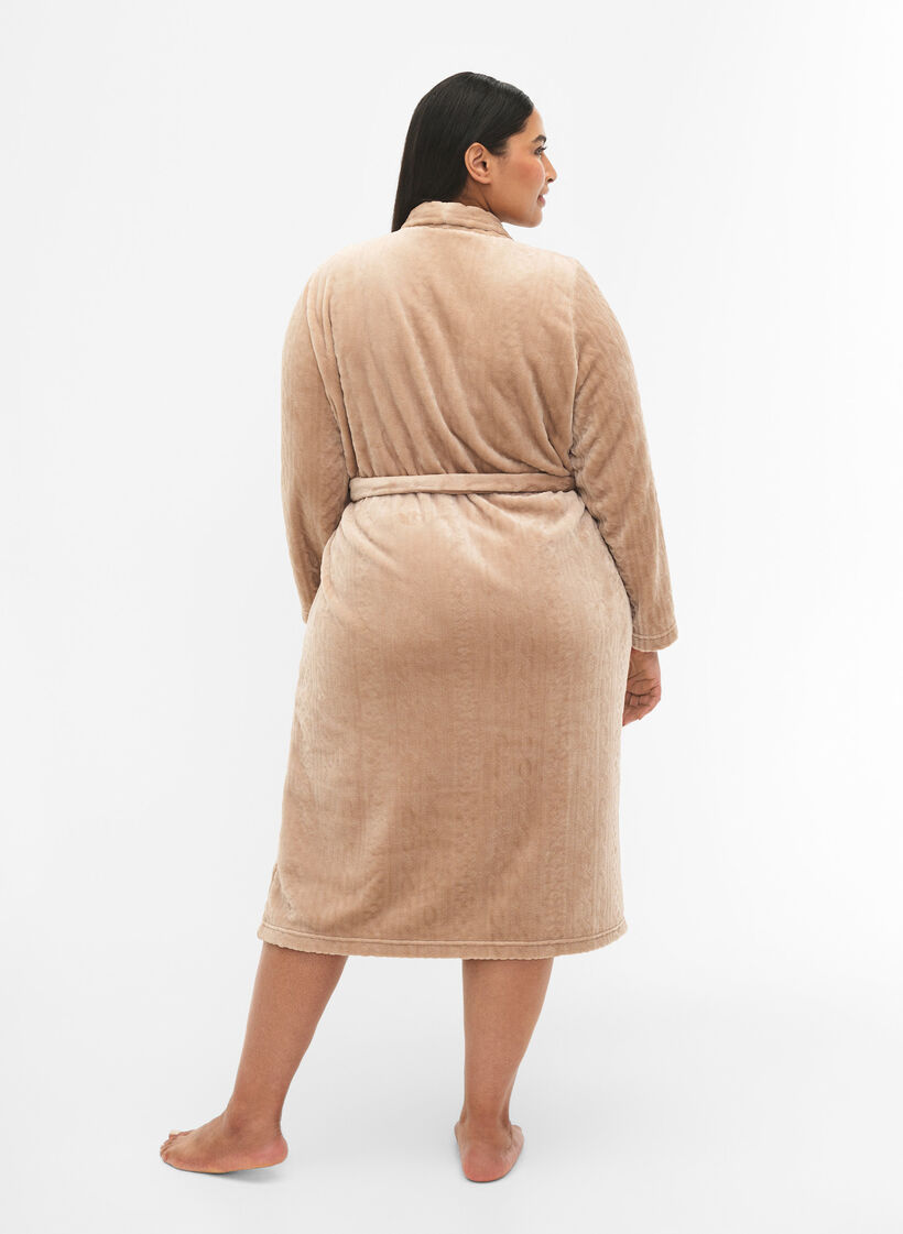 Morgonrock med fickor, Natural, Model image number 1