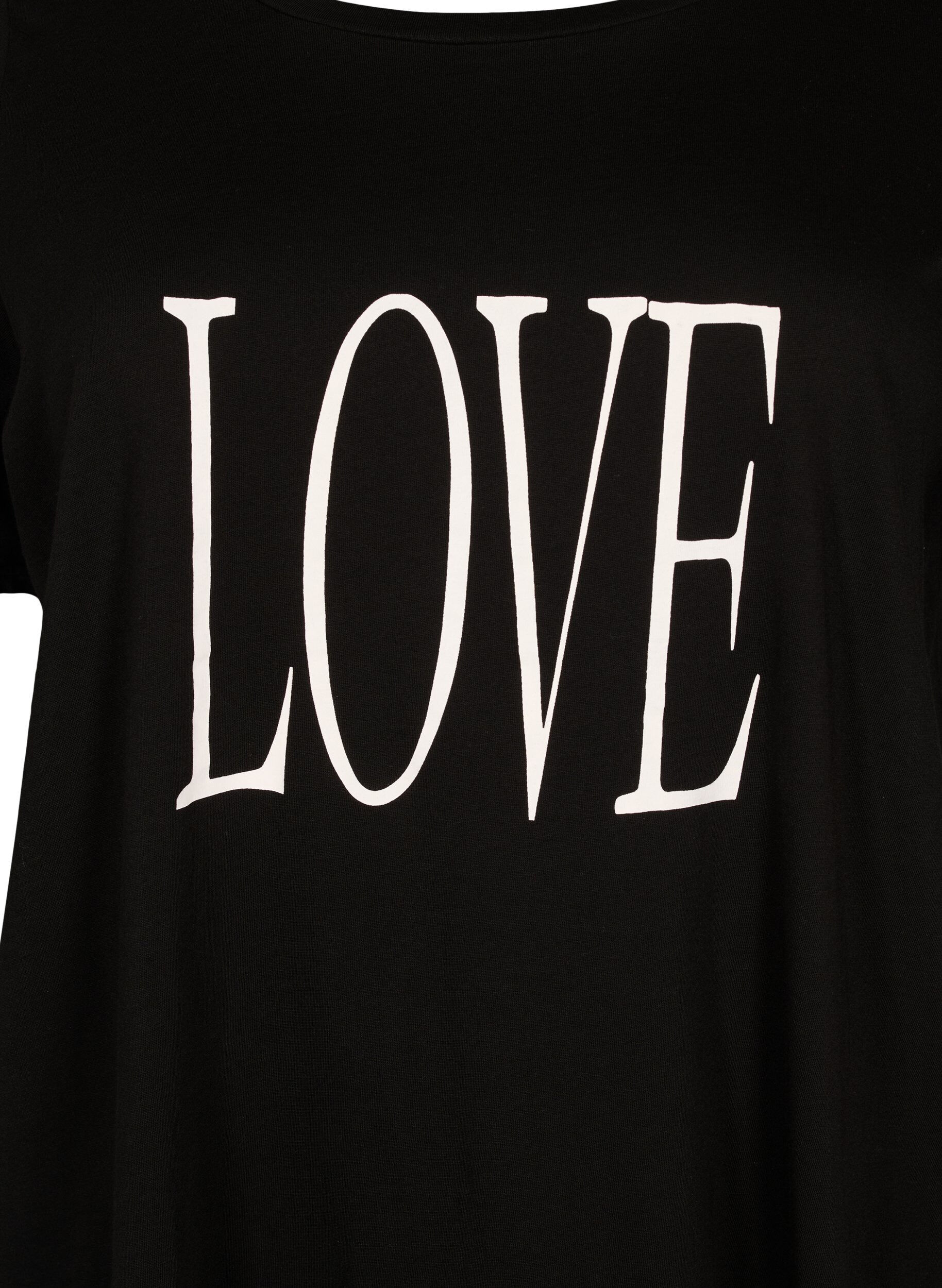 Zizzi Oversized t-shirt med tryck , Black W. Love, Packshot image number 2
