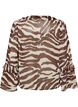 Blus i chiffong med zebram&ouml;nster och volanger, Brun, Packshot image number 1