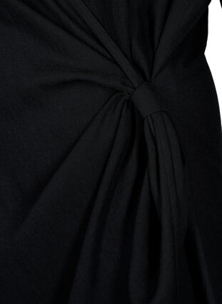 Långärmad viskosklänning med omlottlook, Black, Packshot image number 3