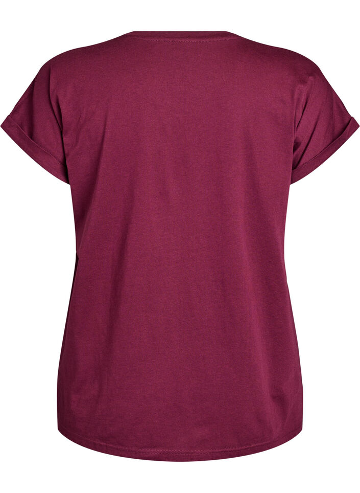 Kort&auml;rmad t-shirt i bomullsmix, R&ouml;d, Packshot image number 1