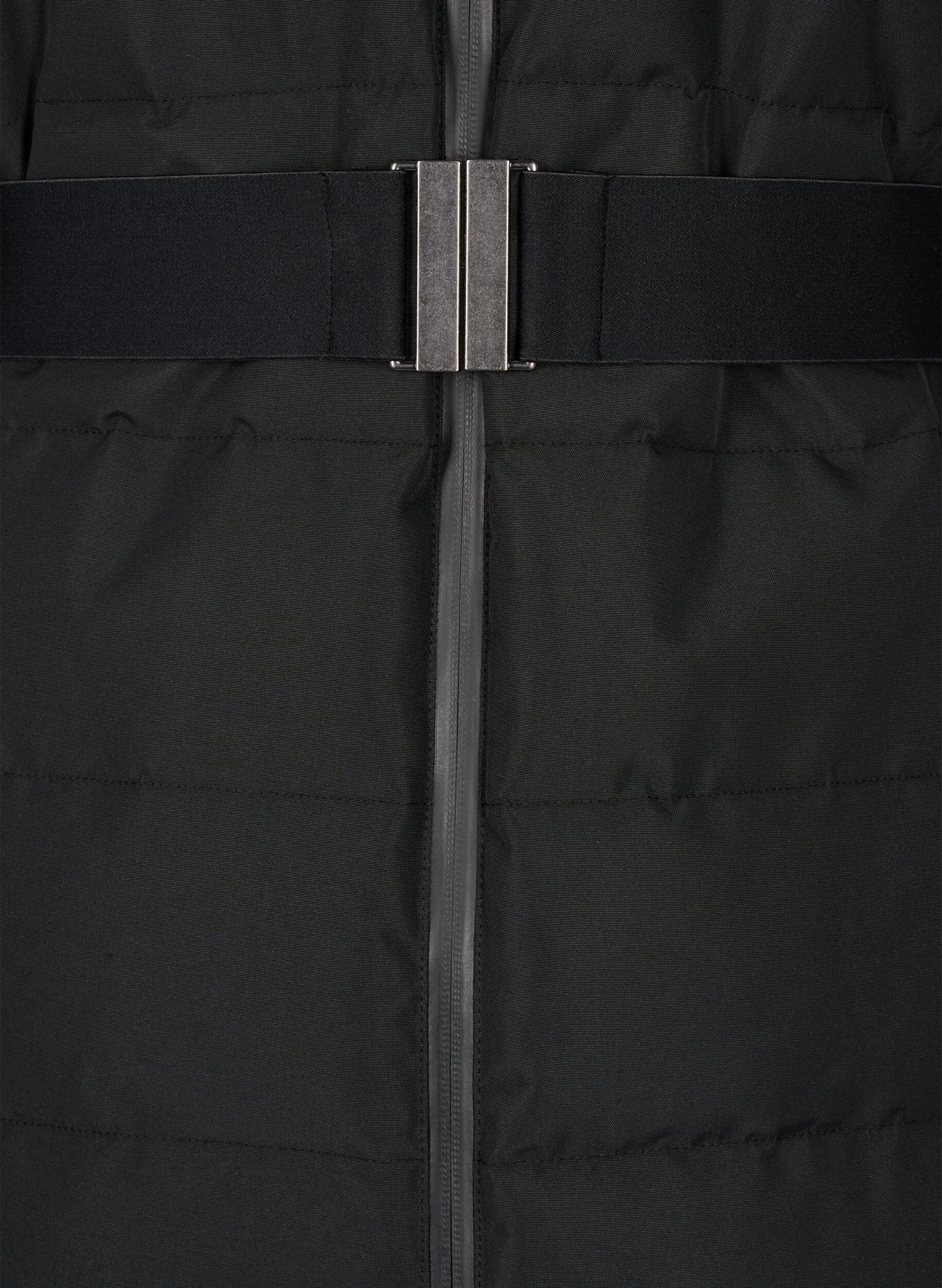 Zizzi Skidjacka med huva och b&auml;lte, Black, Packshot image number 3