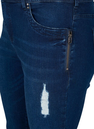 Super slim Amy Jeans med slits, Dark blue denim, Packshot image number 2