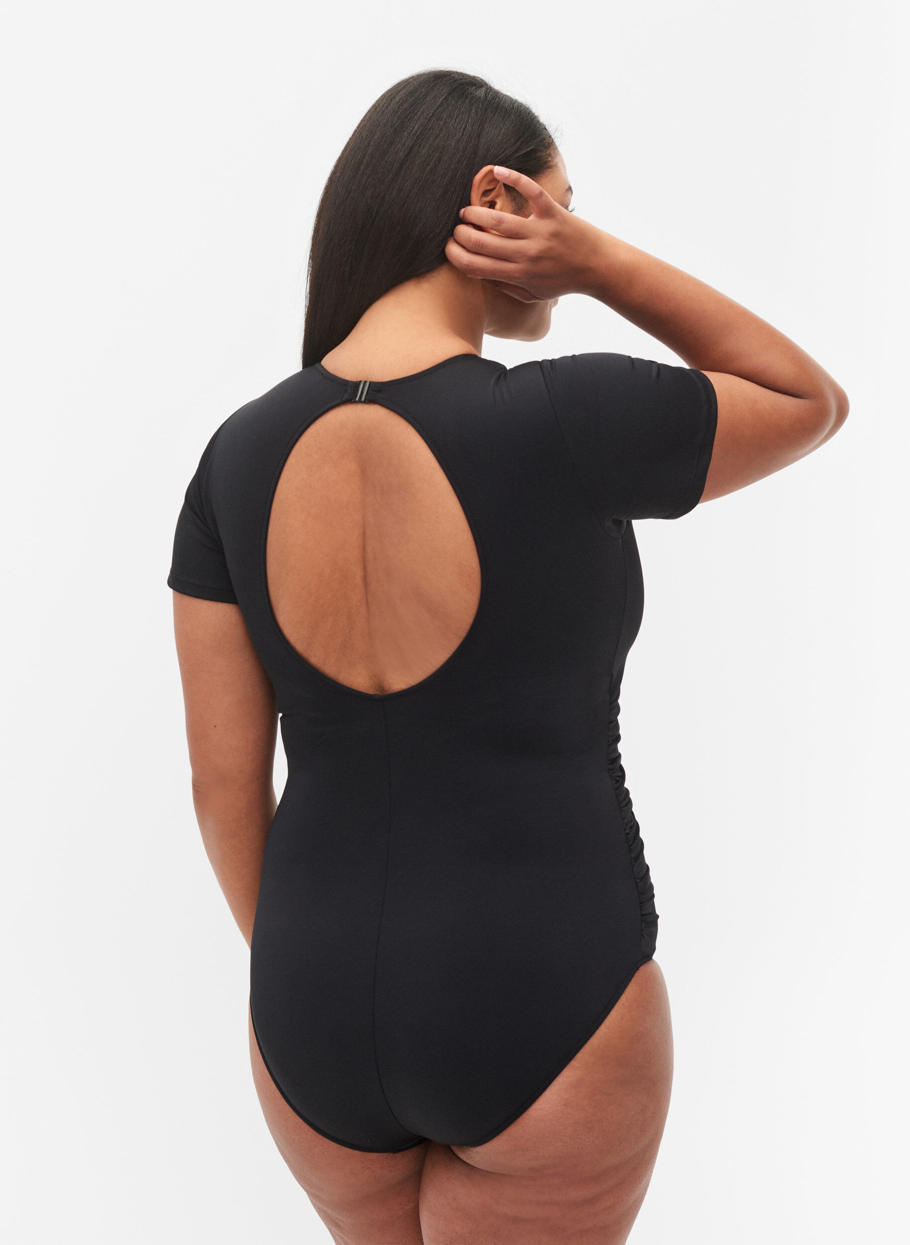 Zizzi Baddr&auml;kt med korta &auml;rmar, Black, Model image number 1