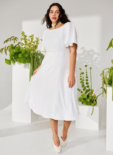 Festklänning med empiresnitt, Bright White, Image image number 0