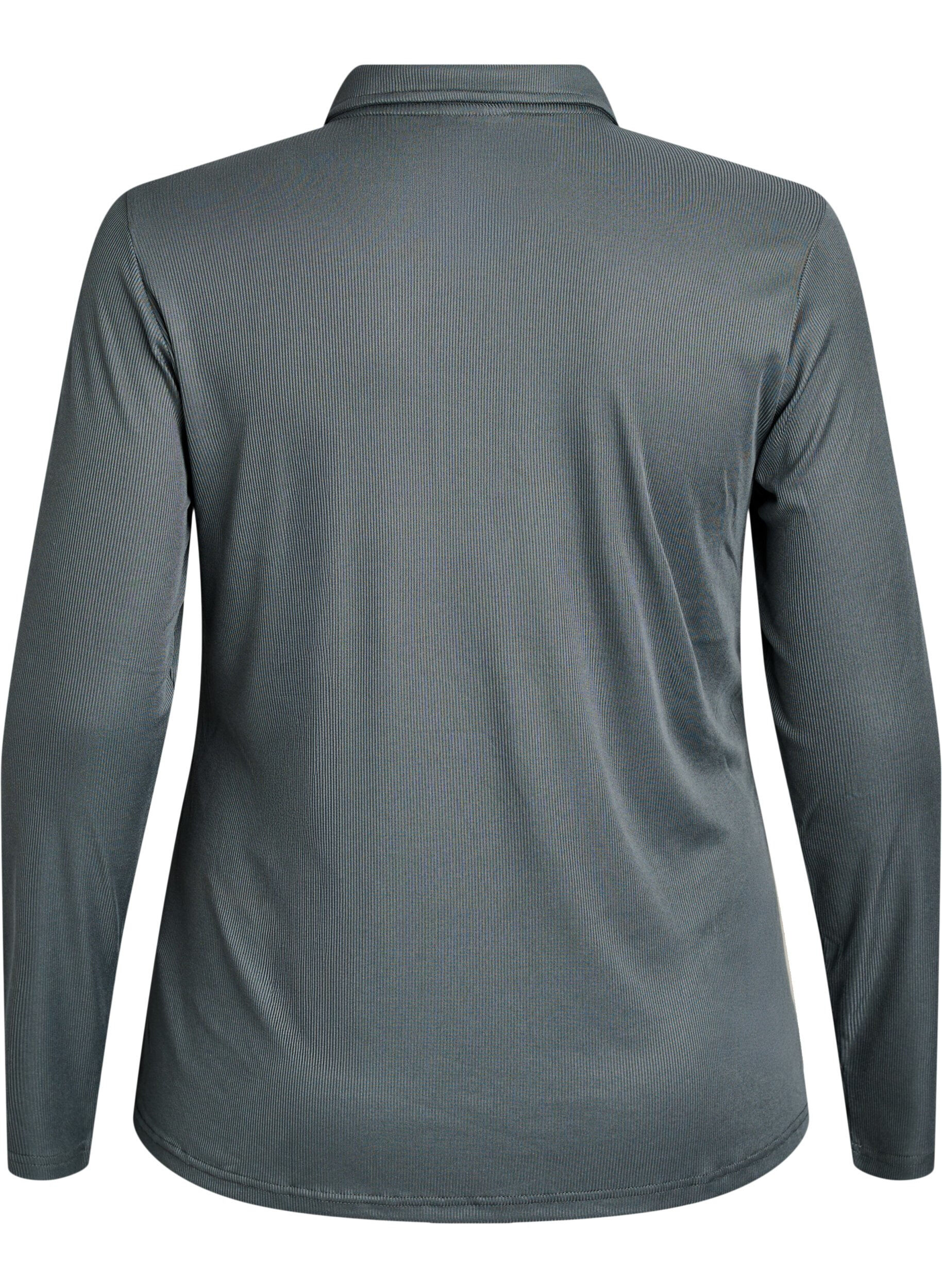 Zizzi Pik&eacute;tr&ouml;ja i mjuk ribb med l&aring;nga &auml;rmar, Gr&ouml;n, Packshot image number 1