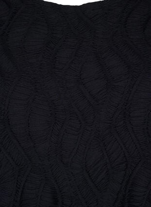 Blus med textur och kort ärm, Black, Packshot image number 2