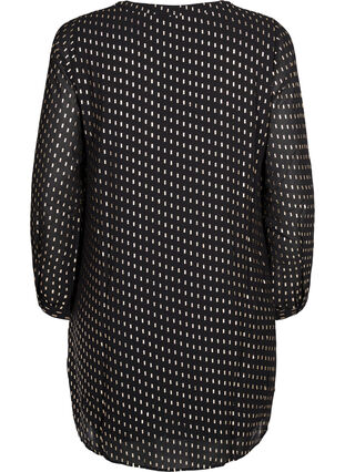 Långärmad klänning med folietryck, Black w. Gold, Packshot image number 1