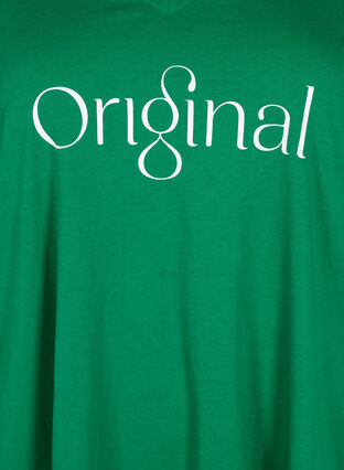 V-ringad t-shirt i bomull med texttryck, Jolly Green ORI, Packshot image number 2