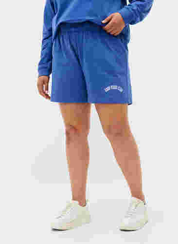 Sweatshirtshorts med fickor, Dazzling Blue, Model image number 2