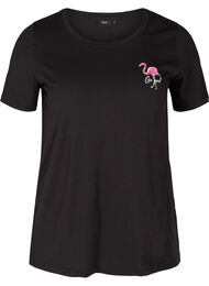 T-shirt med tryck, Black Flamingo